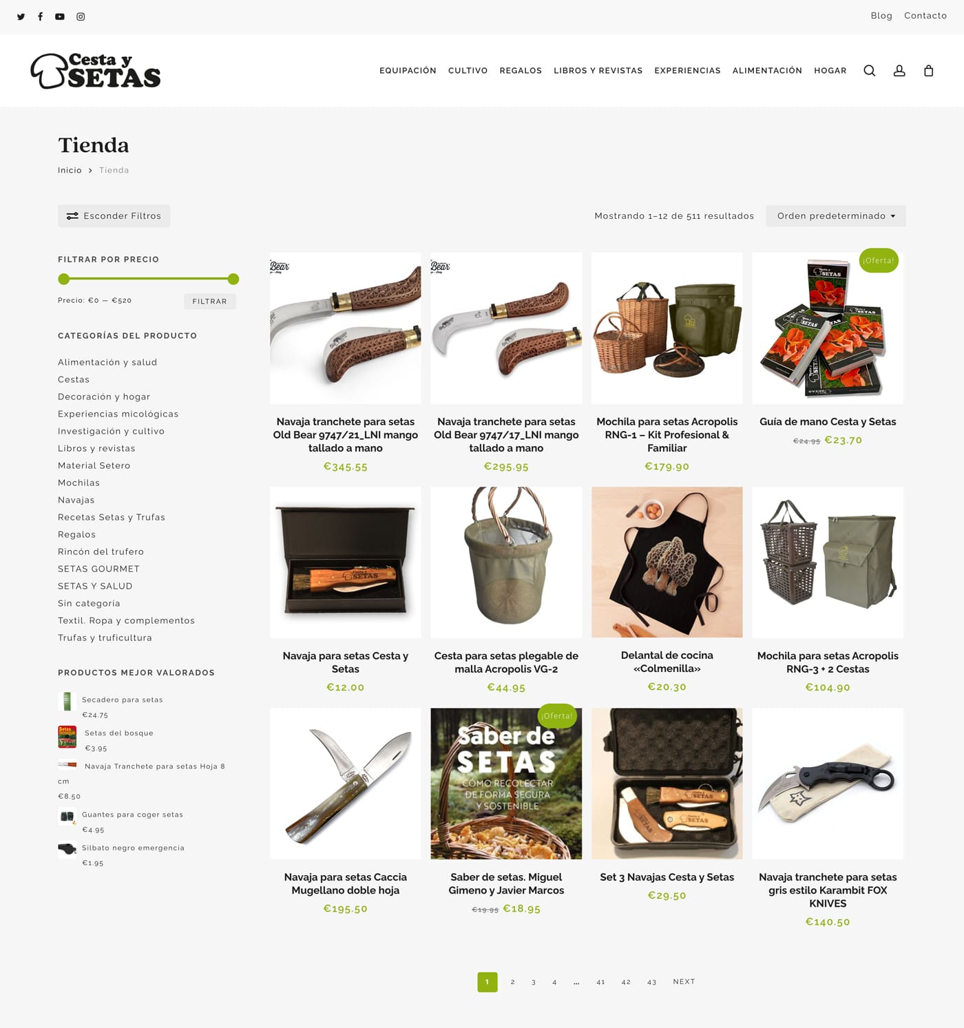 Cestas y setas Ecommerce